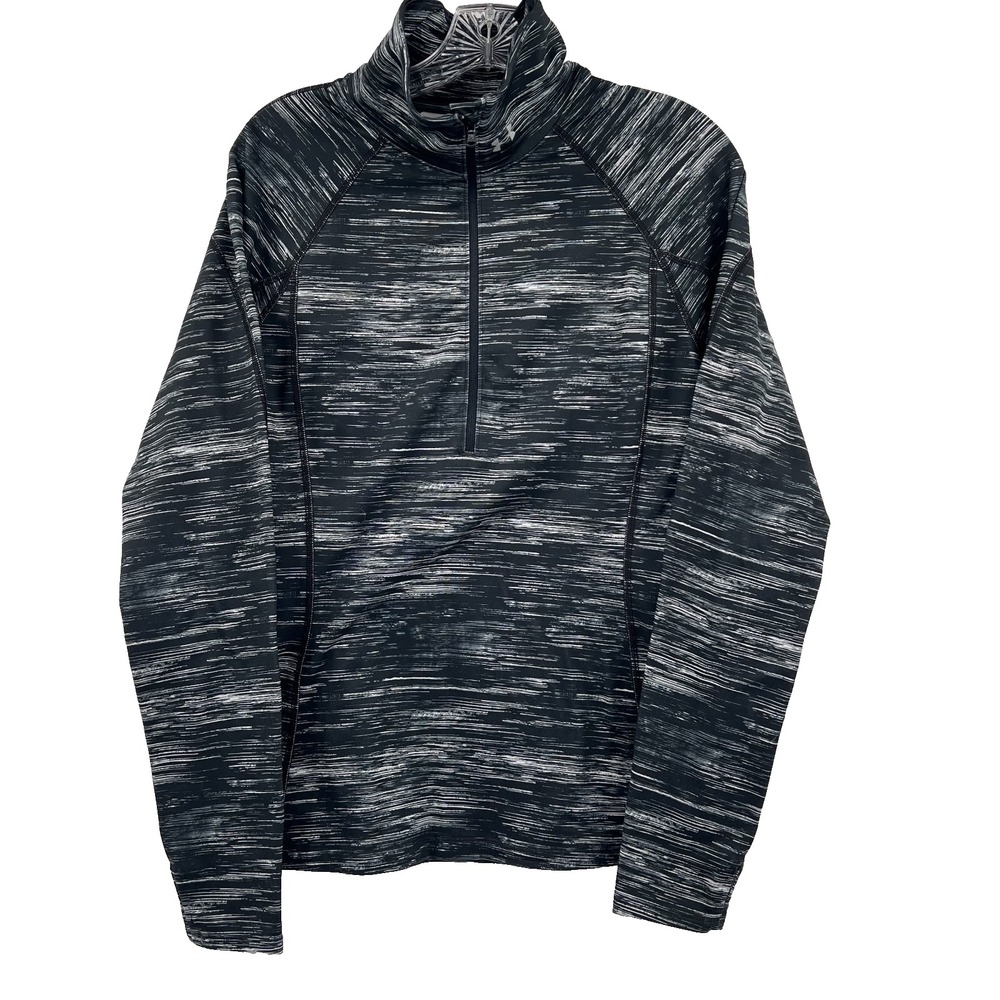 UNDER ARMOUR ColdGear Womens L/XL* Black Space-Dye Lined 1/4-Zip Fitted Pullover